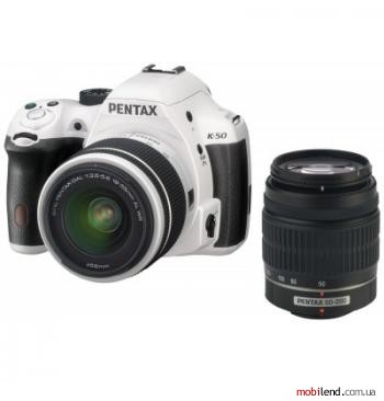 Pentax K-50 Kit (18-55mm DA L WR 50-200mm DA L WR) White