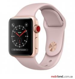 Apple Watch Series 3 GPS Cellular 38mm Gold Aluminum w. Pink Sand Sport L. (MQJU2)