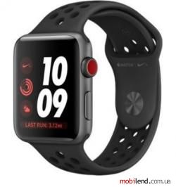 Apple Watch Series 3 Nike  42mm GPS   LTE Gray Aluminum Case w. Black Nike Sport B. (MTGW2)