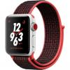 Apple Watch Nike Series 3 GPS Cellular 38mm Silver Aluminum w. Bright Crimson/BlackSport L. (MQL72)