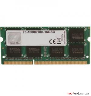 G.Skill 16 GB (2x8GB) SO-DIMM DDR3 1600 MHz (F3-1600C10D-16GSQ) G.Skill 16 GB (2x8GB) SO-DIMM DDR3 1600 MHz (F3-1600C10D-16GSQ)