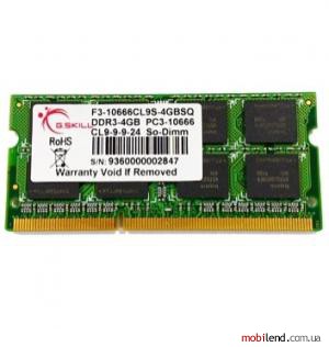 G.Skill 4 GB SO-DIMM DDR3 1333 MHz (F3-10666CL9S-4GBSQ)