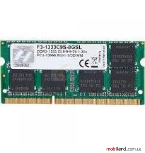 G.Skill 8 GB SO-DIMM DDR3 1333 MHz (F3-1333C9S-8GSL) G.Skill 8 GB SO-DIMM DDR3 1333 MHz (F3-1333C9S-8GSL)