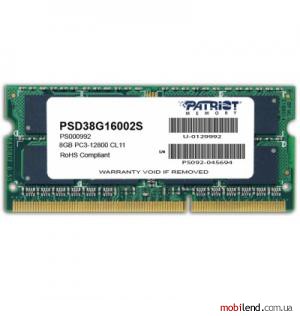 PATRIOT 8 GB SO-DIMM DDR3 1600 MHz (PSD38G16002S)