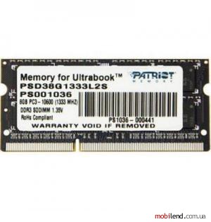 PATRIOT 8 GB SO-DIMM DDR3L 1333 MHz (PSD38G1333L2S)