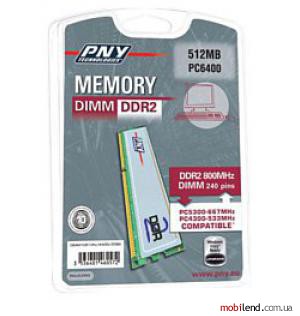 PNY Dimm DDR2 800MHz 512MB