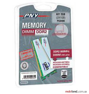 PNY Dimm DDR2 800MHz kit 2GB (2x1GB)