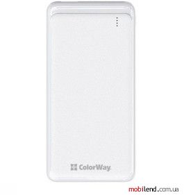 ColorWay 10000 mAh Slim USB QC3.0   USB-C Power Delivery 18W White (CW-PB100LPG3WT-PD)