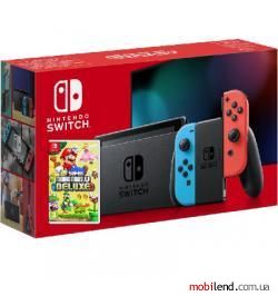 Nintendo Switch HAC-001-01 Neon Blue-Red   New Super Mario Bros. U Deluxe