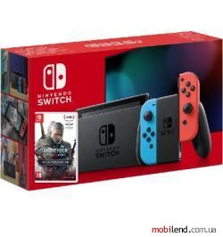 Nintendo Switch HAC-001-01 Neon Blue-Red   The Witcher 3: Wild Hunt Complete Edition