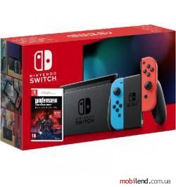 Nintendo Switch HAC-001-01 Neon Blue-Red   Wolfenstein: Youngblood Deluxe Edition