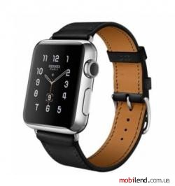 Apple Hermes Watch 38mm Stailnless Steel Case with Single Tour Noir Leather Band (MLCP2)