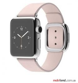 Apple Watch 38mm Stailnless Steel Case with Soft Pink Modern Buckle (MJ372)