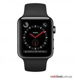Apple Watch 42mm Series 3 Cellular Space Black Stainless Steel w. Black Sport b. (MQM02)
