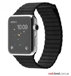 Apple Watch 42mm Stailnless Steel Case with Black Leather Loop (MJYP2)