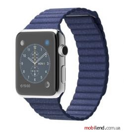 Apple Watch 42mm Stailnless Steel Case with Bright Blue Leather Loop (MJ462)