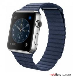 Apple Watch 42mm Stailnless Steel Case with Midnight Blue Leather Loop (MLFC2)