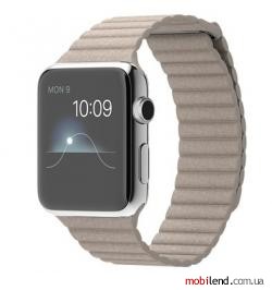 Apple Watch 42mm Stailnless Steel Case with Stone Leather Loop (MJ432)