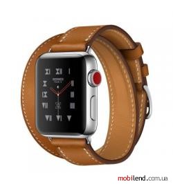 Apple Watch Hermes Series 3 GPS Cellular 38mm Steel w. Fauve Barenia Double Tour (MQML2)