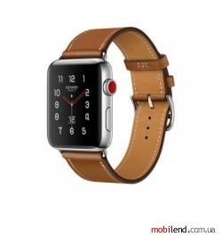 Apple Watch Hermes Series 3 GPS Cellular 38mm Steel w. Fauve Barenia Single Tour (MQLM2)