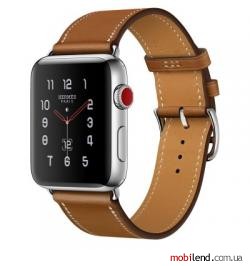 Apple Watch Hermes Series 3 GPS Cellular 42mm Steel w. Fauve Barenia Single Tour (MQMR2)