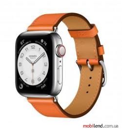 Apple Watch Hermes Series 6 LTE 40mm Silver Steel w. Orange Swift Leather Single Tour (MG3K3 077051CJ93)