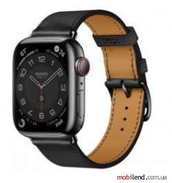 Apple Watch Hermes Series 7 LTE 41mm Space Black S. Steel Case w. Noir Single Tour (MKHP3)