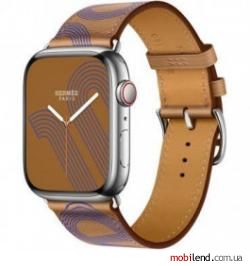 Apple Watch Hermes Series 7 LTE 45mm Silver S. Steel Case w. Bis/Bleu Tlectrique S.Leather (MKMG3 MKGC3)