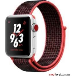 Apple Watch Nike  Series 3 GPS   Cellular 38mm Silver Aluminum w. Bright Crimson/BlackSport L. (MQL72)