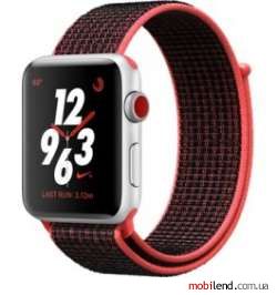 Apple Watch Nike  Series 3 GPS   Cellular 42mm Silver Aluminum w. Bright Crimson/BlackSport L. (MQLE2)