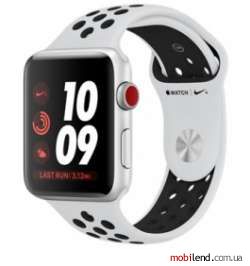 Apple Watch Nike  Series 3 GPS   Cellular 42mm Silver Aluminum w. Pure Platinum/BlackSport B. (MQLC2)