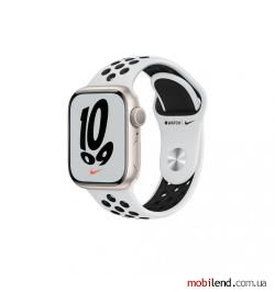 Apple Watch Nike Series 7 GPS 41mm Starlight Aluminum Case w. Pure Platinum/Black Nike Sport Band (MKN33)