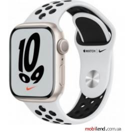 Apple Watch Nike Series 7 GPS 45mm Starlight Aluminum Case w. Pure Platinum/Black Nike Sport Band (MKNA3)
