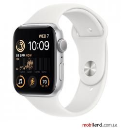Apple Watch SE 2 GPS 44mm Silver Aluminum Case with White Sport Band - S/M (MNTH3)