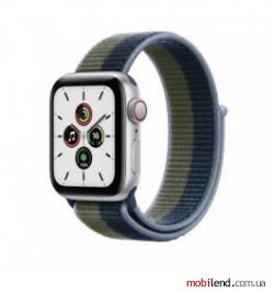 Apple Watch SE GPS   Cellular 40mm Silver Aluminum Case w. Abyss Blue/Moss Green S/Loop (MKQM3)
