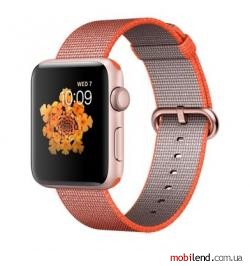 Apple Watch Series 2 42mm Rose Gold Aluminum Case with Space Orange/Anthracite Woven Nylon Band (MNPM2)
