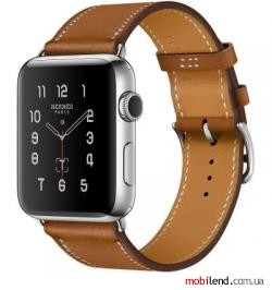Apple Watch Series 2 Hermes 38mm Stainless Steel Case with Fauve Barenia Leather Single Tour Band (MNQ82)