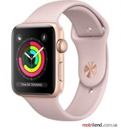 Apple Watch Series 3 GPS 42mm Gold Aluminum w. Pink Sand Sport B. - Gold (MQL22)