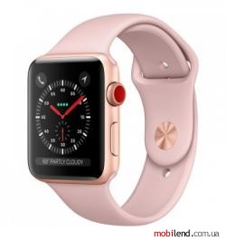 Apple Watch Series 3 GPS Cellular 38mm Gold Aluminum Case with Pink Sand Sport Band (MQJQ2)
