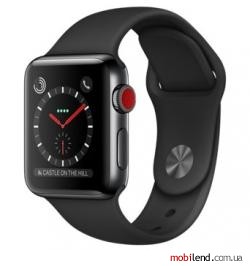 Apple Watch Series 3 GPS Cellular 38mm Space Black Stainless Steel w. Black Sport B. (MQJW2)