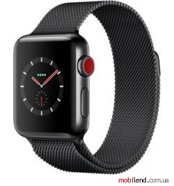 Apple Watch Series 3 GPS Cellular 38mm Space Black Stainless Steel w. Space Black Milanese L. (MR1H2)