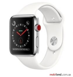 Apple Watch Series 3 GPS Cellular 42mm Stainless Steel w. Soft White Sport B. (MQK82)