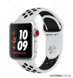 Apple Watch Series 3 Nike  GPS   Cellular 38mm Silver w. Platinum/Black Nike B. (MQL52)