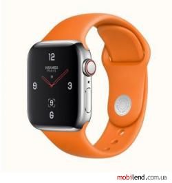 Apple Watch Series 4 Hermes GPS   LTE 40mm Stainless Case w. Orange Sport B. (MUFY2)