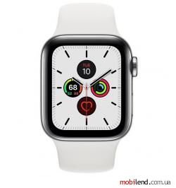 Apple Watch Series 5 GPS LTE 40mm Stainless Steel w. White Sport B. (MWX42)