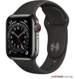 Apple Watch Series 6 GPS   Cellular 40mm Graphite Stainless Steel Case w. Black Sport B. (M02Y3)