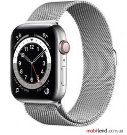 Apple Watch Series 6 GPS   Cellular 44mm Silver Stainless Steel Case w. Silver Milanese L. (M07M3)