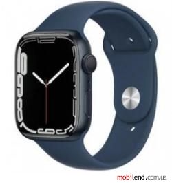Apple Watch Series 7 GPS 45mm Midnight Aluminum Case With Abyss Blue Sport Band (MKNN3 MKUW3)