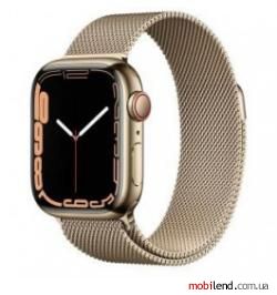 Apple Watch Series 7 GPS   Cellular 41mm Gold Stainless Steel Case with Gold Milanese Loop (MKHH3)