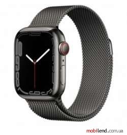 Apple Watch Series 7 GPS   Cellular 41mm Graphite Stainless Steel Case with Graphite Milanese Loop (MKHK3)